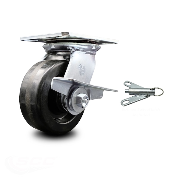 Service Caster 5 Inch Phenolic Caster with Ball Bearing and Brake/Swivel Lock SCC-35S520-PHB-SLB-BSL - main